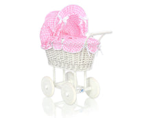 Load image into Gallery viewer, White Wicker dolls trolley