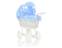 Load image into Gallery viewer, White Wicker dolls trolley