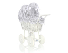 Load image into Gallery viewer, White Wicker dolls trolley