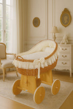 Load image into Gallery viewer, Cream Bow Natural Wicker Bassinet