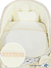 Load image into Gallery viewer, Cream Bow Wicker Bassinet
