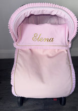 Load image into Gallery viewer, Leatherette pique Ruffle Sparkle leatherette Car Seat Set *various colours* - Pink - Gold