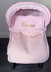 Leatherette pique Ruffle Sparkle leatherette Car Seat Set *various colours* - Pink - Gold