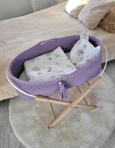 Purple Crochet Moses Basket with stand