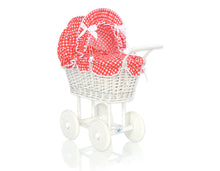 Load image into Gallery viewer, White Wicker dolls trolley