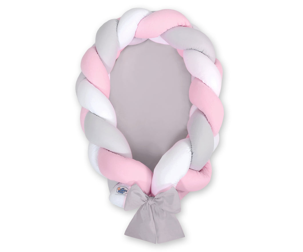 Grey, White, Pink Braided Nest