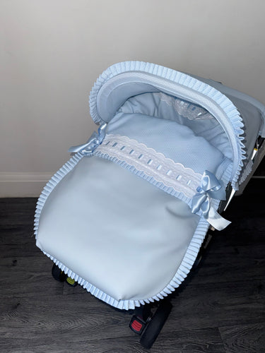 Double Blue extra frill Artenas Car Seat Set