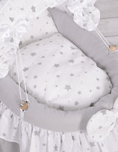 Load image into Gallery viewer, Grey Star wicker dolls Moses basket