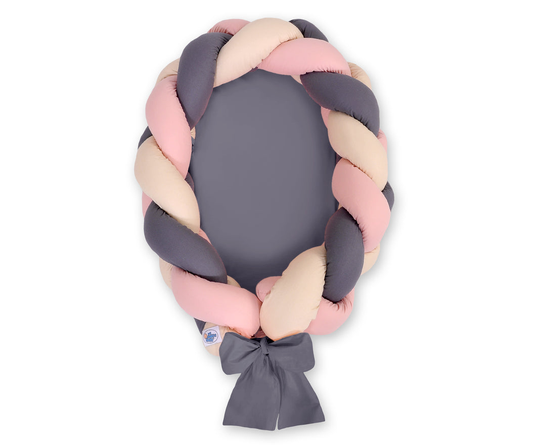 Dark Grey, Blush, Beige Braided Nest