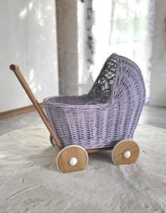 Lilac Wicker dolls pram