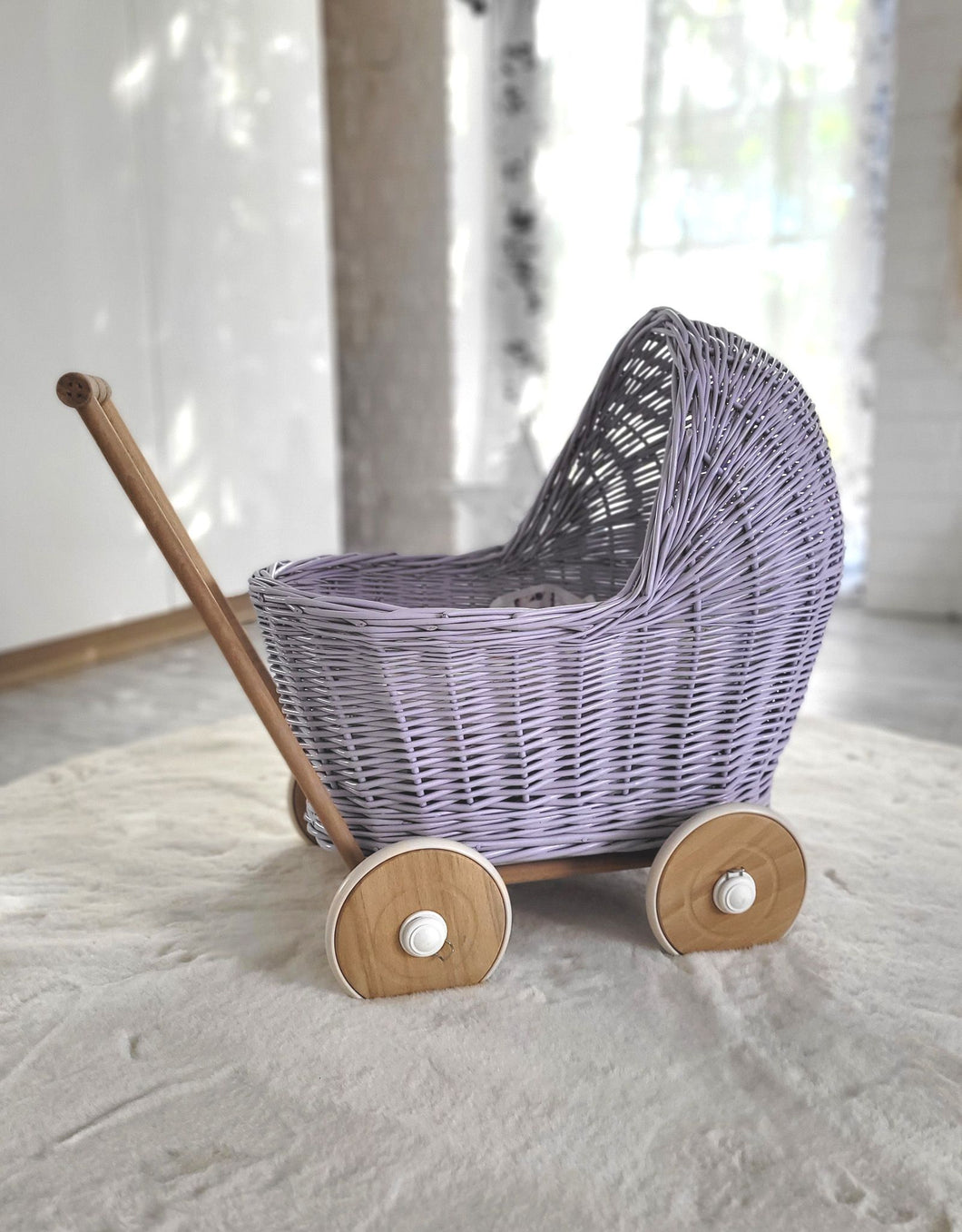 Lilac Wicker dolls pram