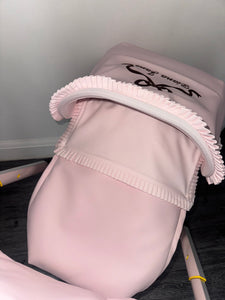 Pink leatherette Frill & Bow Car Seat Set