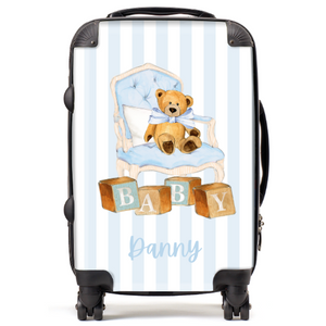 Blue Stripe Bear Travel Case