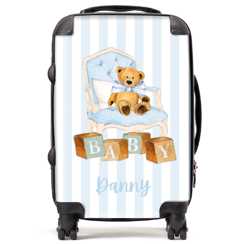 Blue Stripe Bear Travel Case