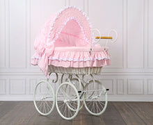 Load image into Gallery viewer, Pink Victoria Vintage White Bassinet