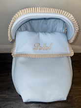 Load image into Gallery viewer, Blue &amp; Camel leatherette Frill Car Seat Set