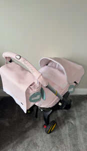 Pink leatherette plain Carla car seat set