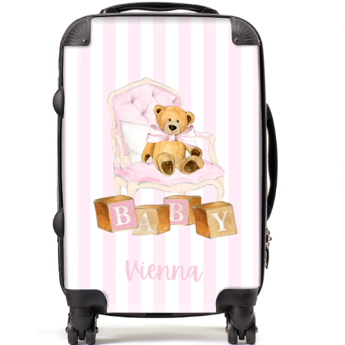 Pink Stripe Bear Travel Case