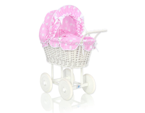 White Wicker dolls trolley