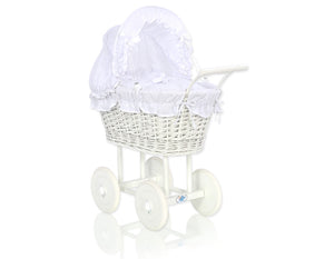 White Wicker dolls trolley