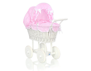 White Wicker dolls trolley