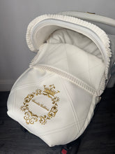 Load image into Gallery viewer, Diamond double Stitch crown crest Frill leatherette Car Seat Set *various colours*