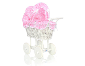 White Wicker dolls trolley