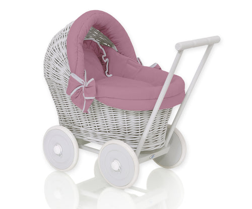 Firm Pastel Mauve, Grey Wicker dolls pram