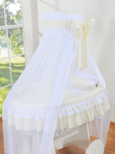 Load image into Gallery viewer, Cream Bow Wicker Bassinet