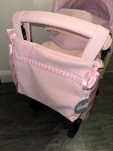 Leatherette Pink Pique Bow Pram Bag