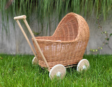 Load image into Gallery viewer, Natural Wicker dolls pram