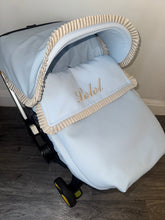 Load image into Gallery viewer, Blue &amp; Camel leatherette Frill Car Seat Set