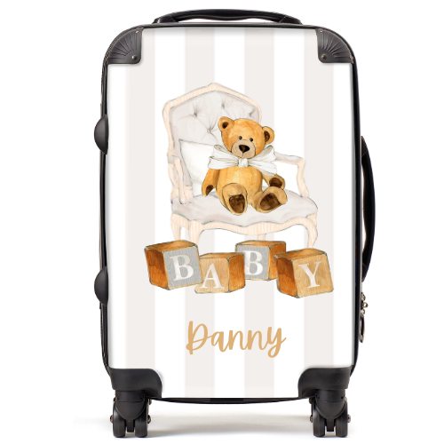 Neutral Stripe Bear Travel Case
