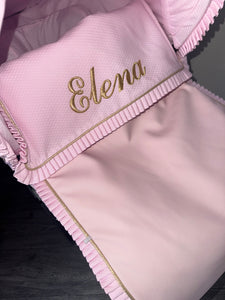 Leatherette pique Ruffle Sparkle leatherette Car Seat Set *various colours* - Pink - Gold