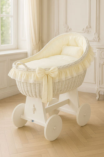 Cream Bow Wicker Bassinet