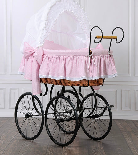 White & Pink Charlotte Vintage Bassinet
