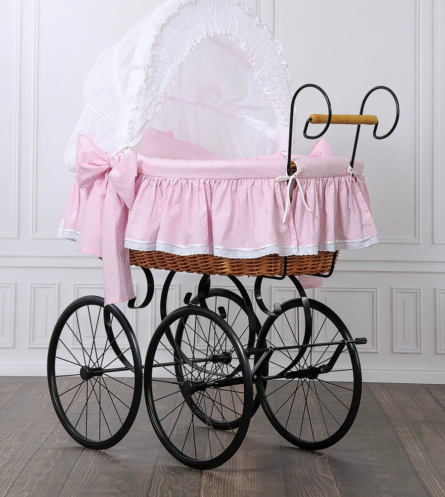 White & Pink Charlotte Vintage Bassinet