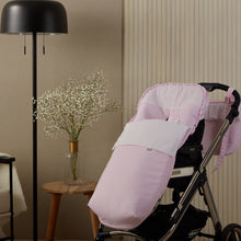Load image into Gallery viewer, Pink Plumeti Frill Footmuff