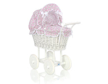 Load image into Gallery viewer, White Wicker dolls trolley