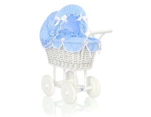 White Wicker dolls trolley