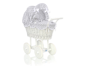 White Wicker dolls trolley