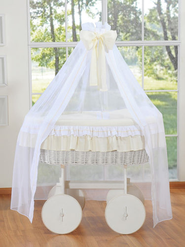 Cream Bow Wicker Bassinet