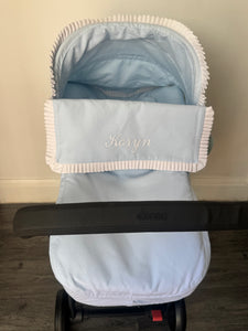 Blue & White pique Frill Car Seat Set