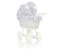 Load image into Gallery viewer, White Wicker dolls trolley