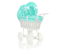 Load image into Gallery viewer, White Wicker dolls trolley