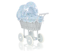 Load image into Gallery viewer, Grey Wicker dolls trolley