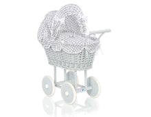 Load image into Gallery viewer, Grey Wicker dolls trolley