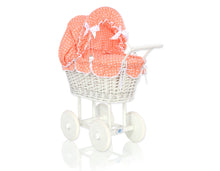 Load image into Gallery viewer, White Wicker dolls trolley