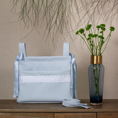 Blue Carla leatherette pram bag