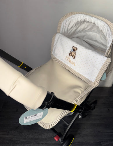 Custom Extra Ruffle Teddy Bear Plumeti leatherette Car Seat Set *Various Colours*